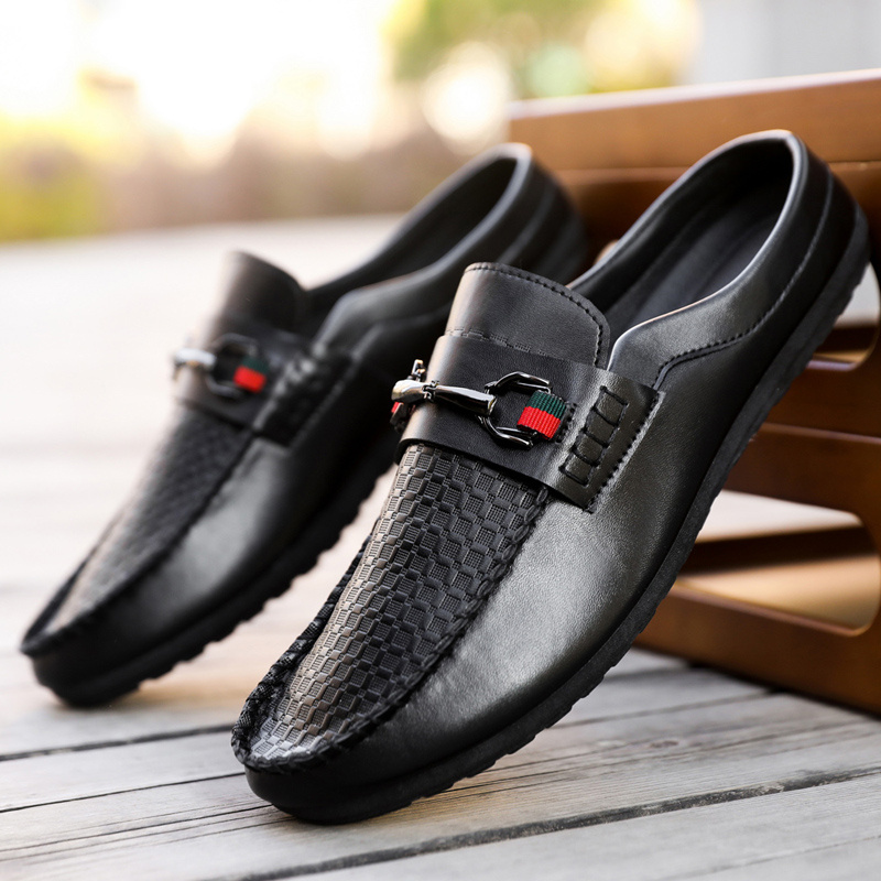 *'S Breathable Backless Loafers, Stylish And Versatile Slip-On Casual Shoes  * Flat Shoes for Summer, Comfortable Soft with Non-Slip Soles * in Black  And White