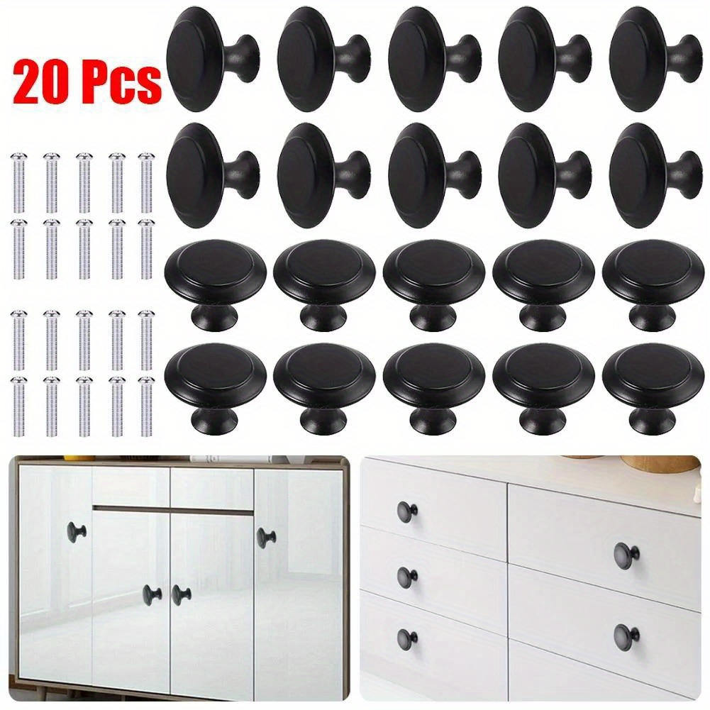 20pcs Matte Stainless Steel Cabinet Handles - , Round Door Knobs For Kitchen & Bathroom Cupboards