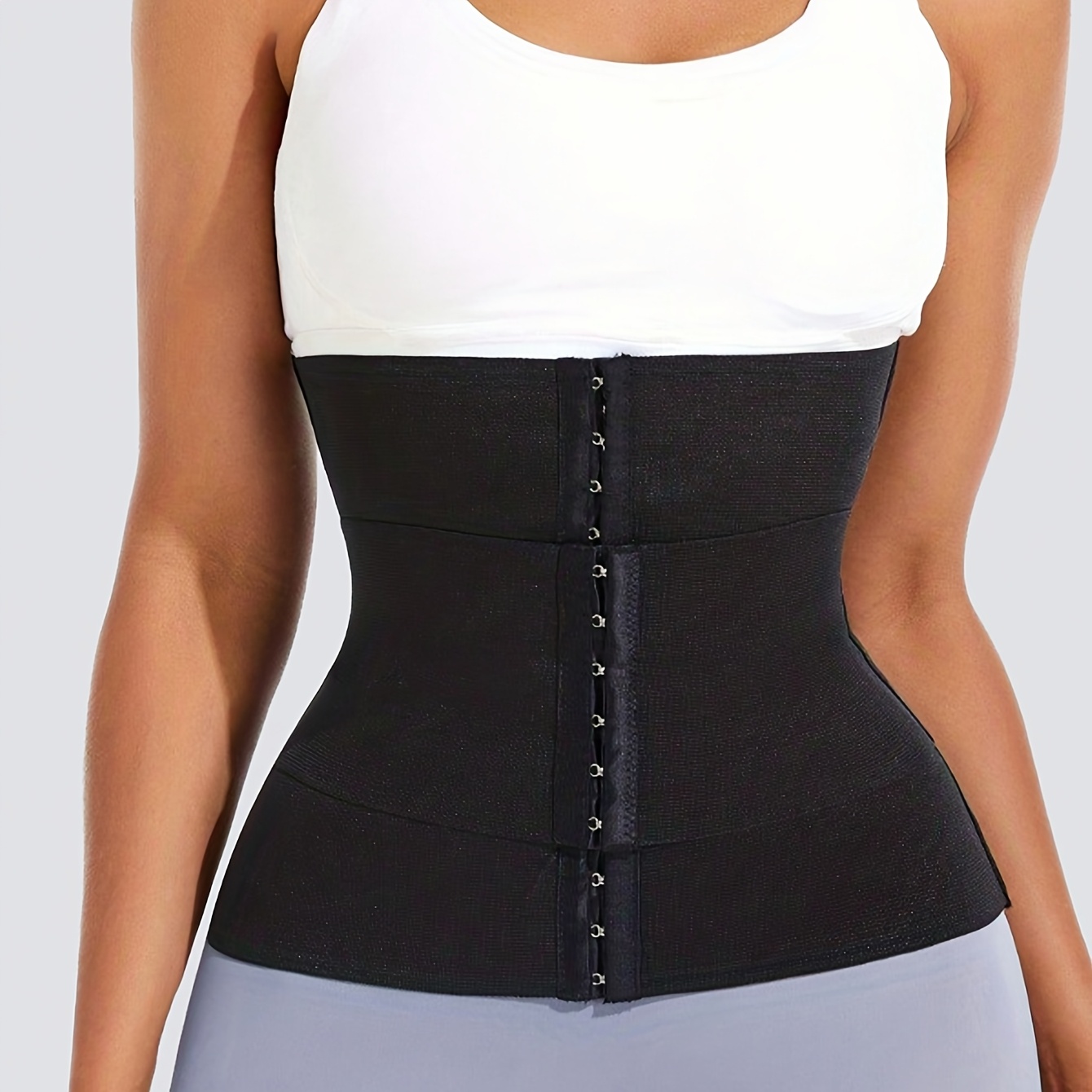 TEMU Women' 3-belt Waist Trainer Corset, Multi Hooks Adjustable Triple Compression Waist Cincher, Sauna Sweat Tummy Belt For Workout Weight Loss