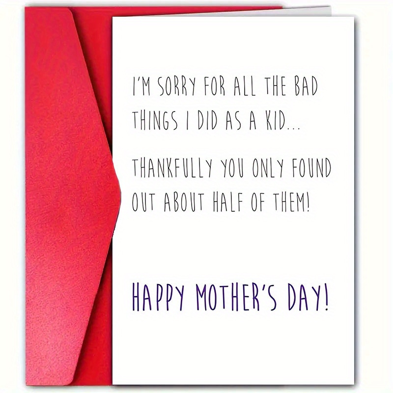 TEMU 1pc Funny Card With Envelope - "sorry For All The When I Was Little" Humorous Greeting For Mom, Aunt, Grandma, Daughter, Or Wife, Perfect For