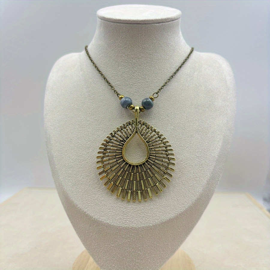 TEMU 1pc Vintage Necklace, Bead Necklace, Bohemian Necklace, Bronze Large Necklaces, Fashion Necklace, Round Necklace, Vintage Jewelry, Fashion