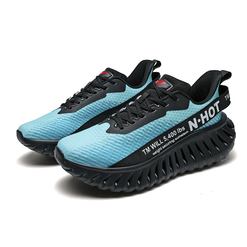 [Sneakers] Men'S Women'S Road Running Shoes, Thick Sole Casual Athletic Shoes for Men, Teenager Outdoor Sports Design, Comfortable Breathable Fabric Upper, Cushioning Shock-Absorbing MD Sole, Non-Slip And Wear-Resistant, Low-Top Lace-Up Closure