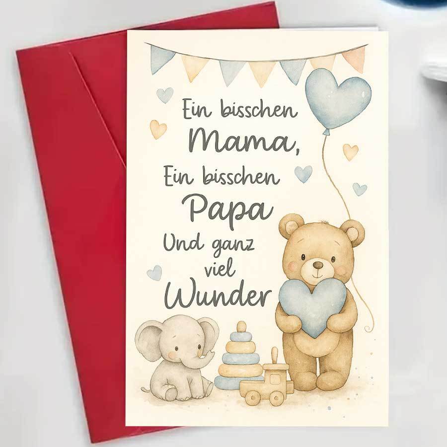 E-shop 1PC Süße Familien-Grußkarte mit niedlichem Bär- Elefanten-Design – für Eltern Liebste, um besondere zu feiern warme Wünsche Freude auszudrücken