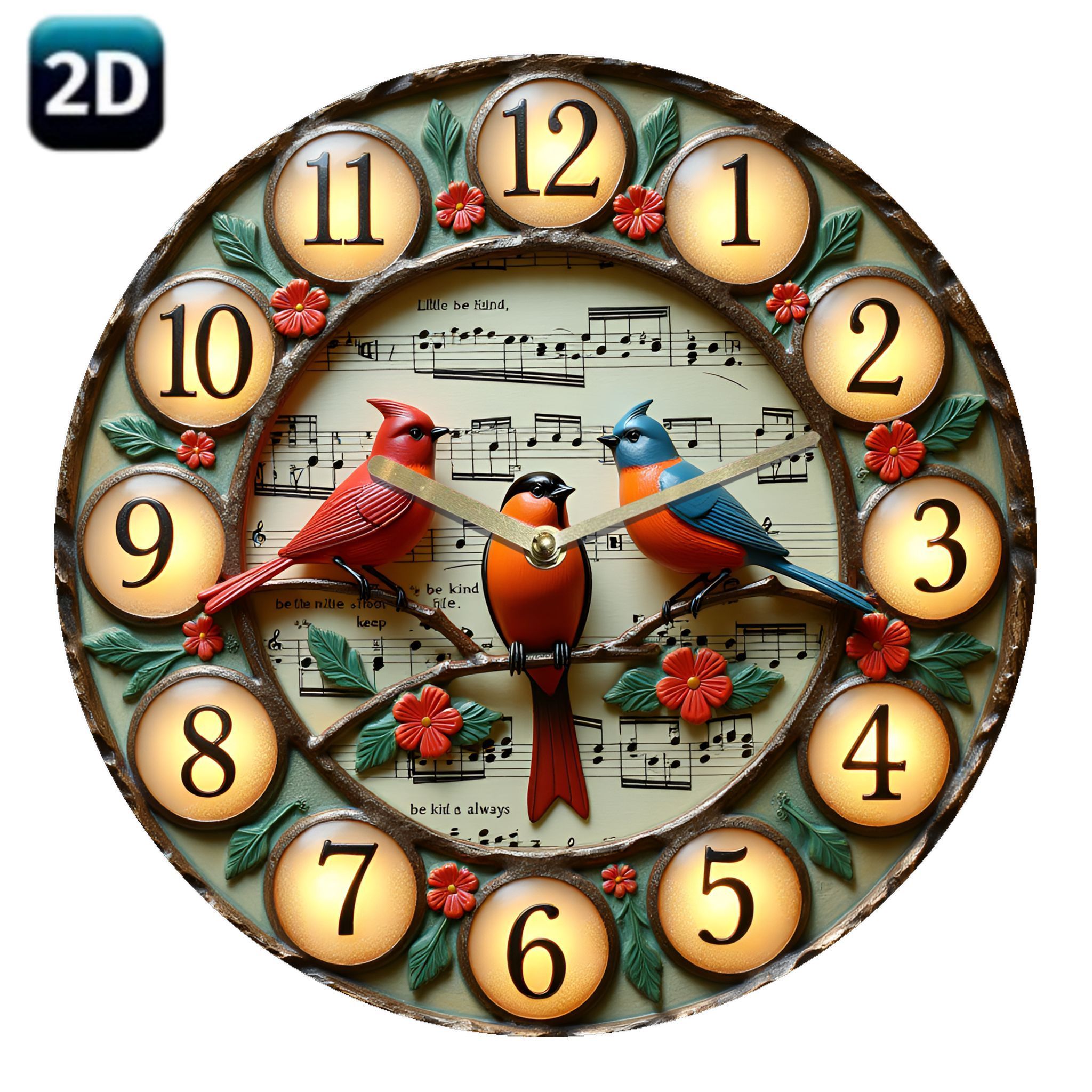 TEMU 1pc 2d Round Crystal Wall Clock, Music Theme - 7.87 Inches, Silent, Battery Operated, Suitable For Home, Office, Bar, Cafe, Garden Decoration,