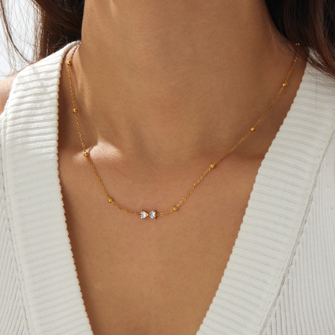 Women's Elegant Stainless Steel Bow Necklace, Gift for Her