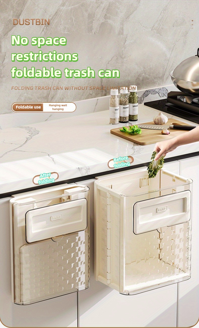 wall mounted modern white black rectangular trash can with lid space saving durable plastic bin hygienic hands free operation   for kitchen bathroom office bedroom   with   screw mount ideal for spaces beige black ideal for apartments homes modern white   sturdy   easy to clean   cute trash can double   for kitchen kitchen under sink trash can w Product details 0
