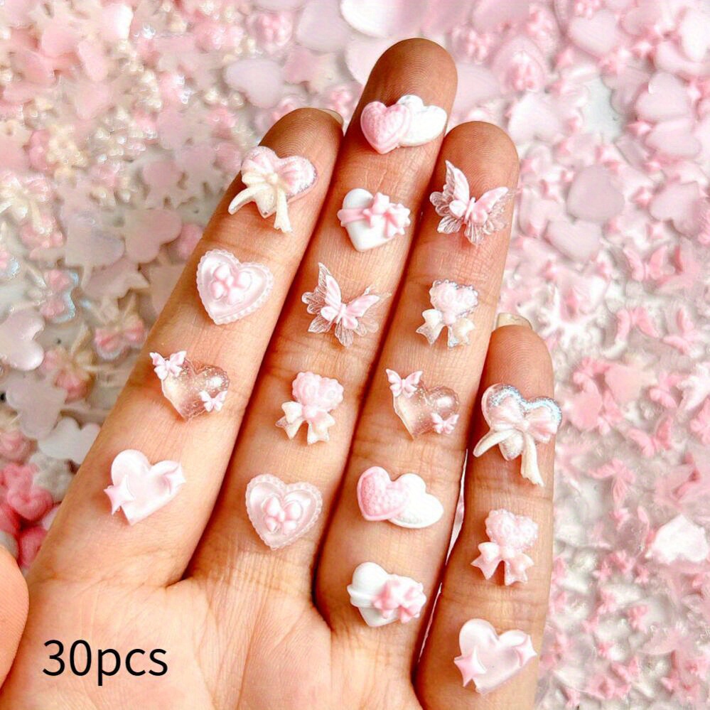 Image of 30 Random Mixed Transparent -the- Nail Art Charms, Solid Color Versatile Diy