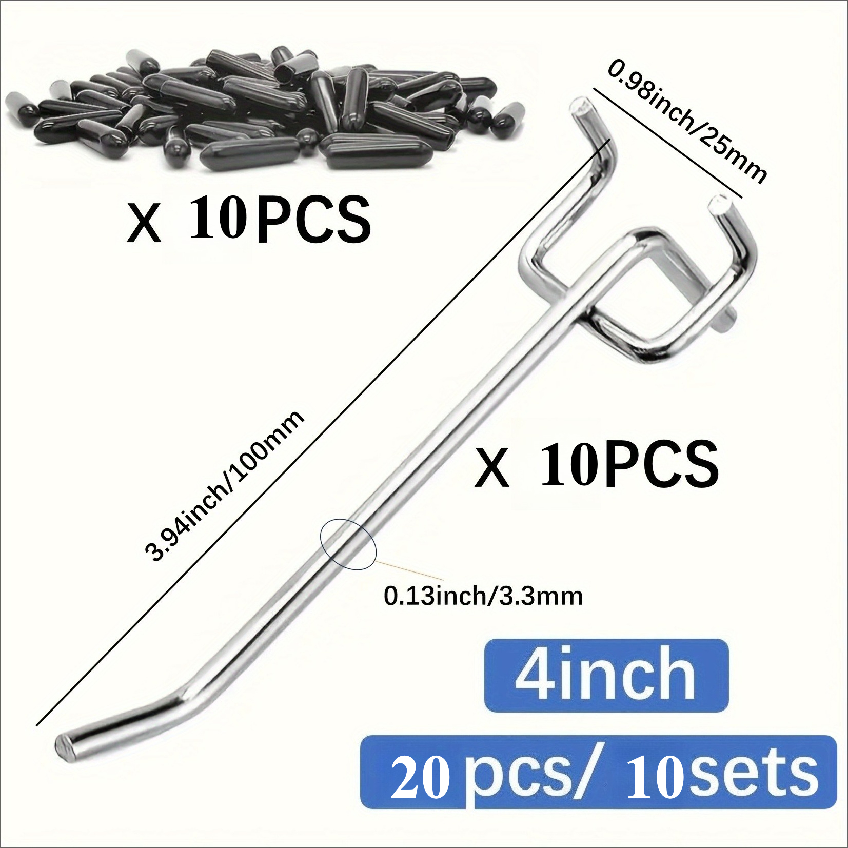 TEMU 20pcs=10set Heavy Duty Pegboard Hooks Garage Tool Wall System No Punching Industrial Style Storage Rack Workshop/kitchen Multi-functional Hanger