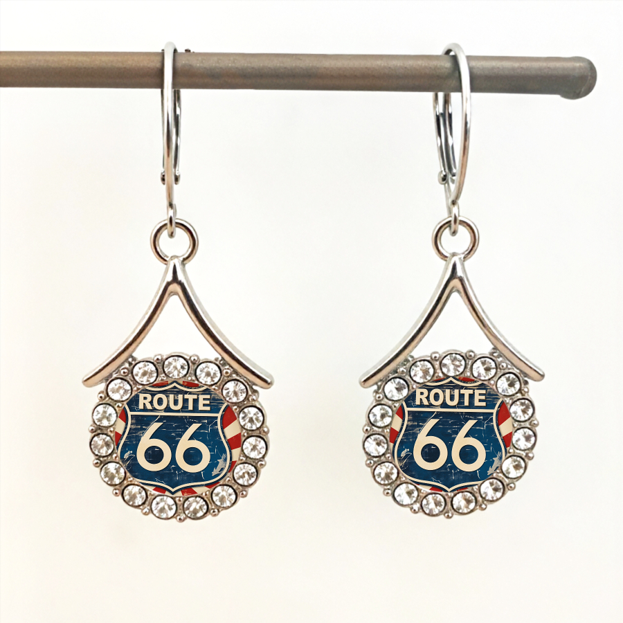 TEMU 2pcs Route 66 Earrings Shield Earrings Retro Earrings Vintage Earrings Circular Earrings Earrings Unisex Earrings Jewelry Accessories Unique