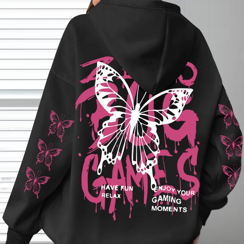 

Women's Plus Size Hoodie, Casual Knit Pullover With Graffiti Lettering And Print, Stretchy Polyester, Fashion Sweatshirt