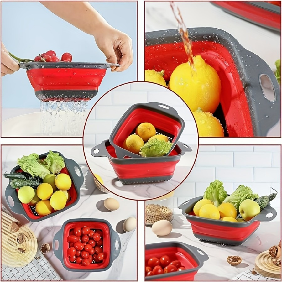 Passoire Pliable En Silicone - Lot De 2 Paniers Filtrants, Qualité Alimentaire, Pour Pâtes, Légumes, Fruits