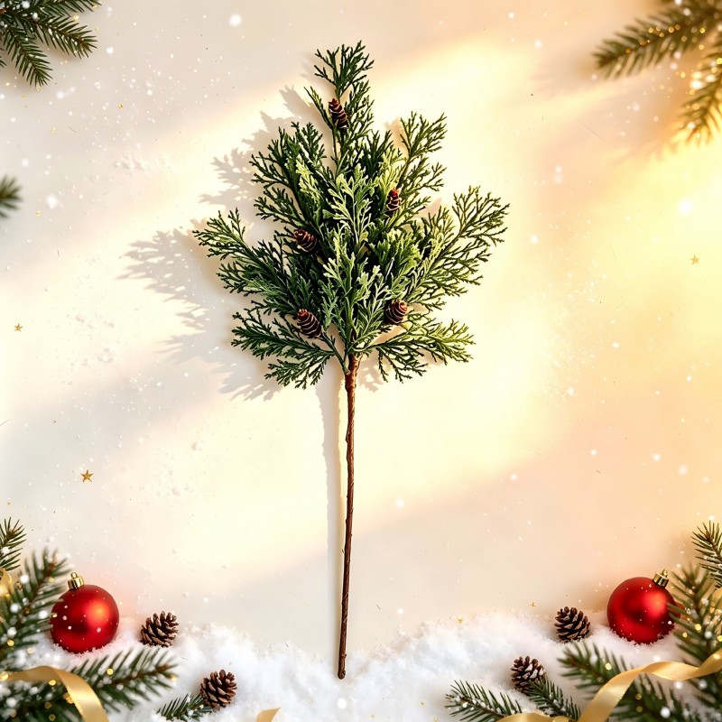 TEMU 3pcs Set, Artificial Cedar Branches With Pine Cones, Realistic Simulated Evergreen Branches, For Diy Wreaths, Christmas Greenery Garlands,