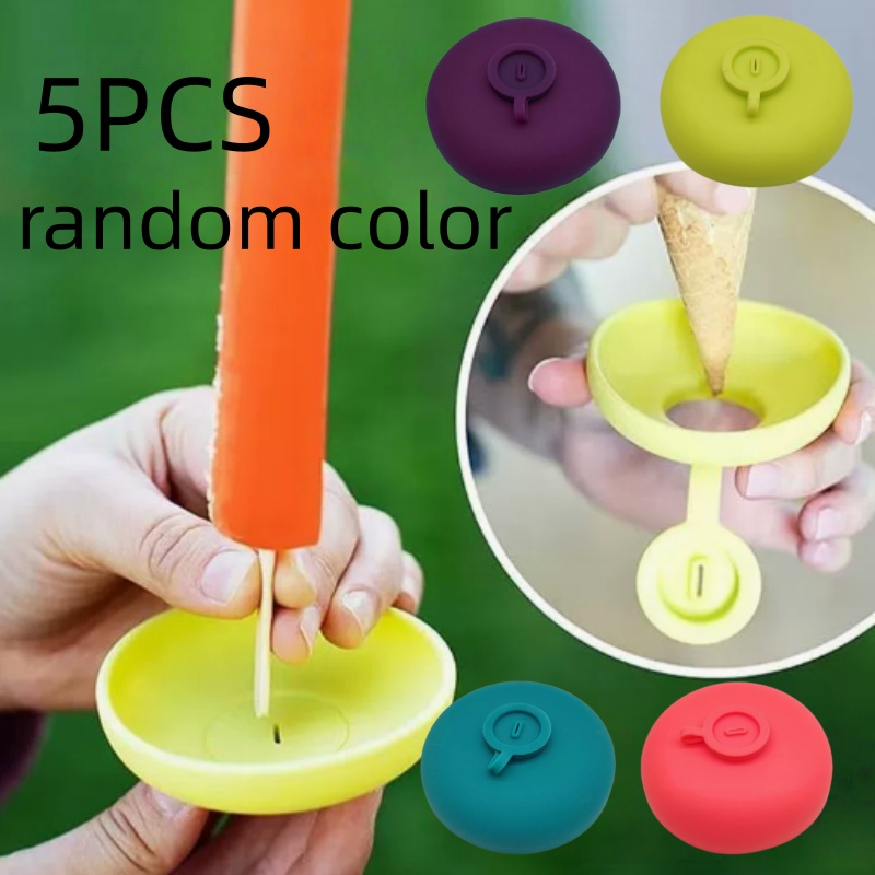 5pcs Silicone Ice Cream Stand| Random Color, Tapered Support Frame With Anti Drip Function, Portable Ice Cream Mold Tray| Dishwasher Washable, Cream Stand, Portable Snack Box With Handle