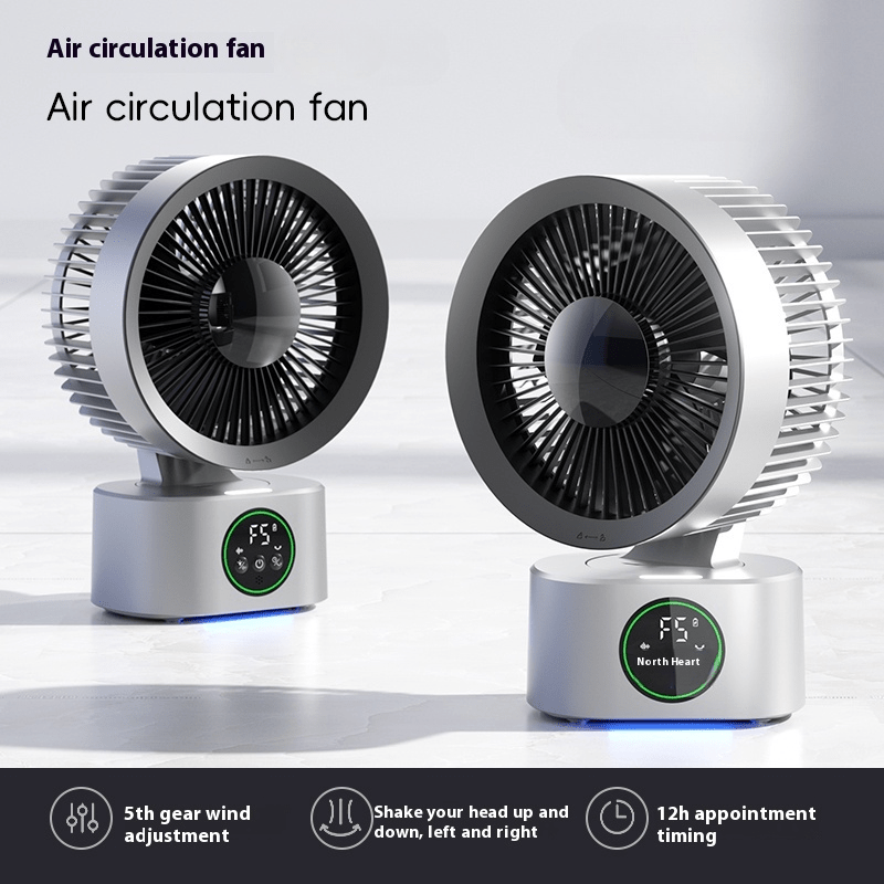 Modern Desk Fan with USB Type-C Power Supply - Large Wind Force, Warm Light, 5 Speed Adjustable, Shake-Head Air Supply, Timer Function, Hangable or Standable, Easy-to-Clean Mesh Design, Stand Fan | Modern Desk Fan | Adjustable Fan Speed, Desk Fan