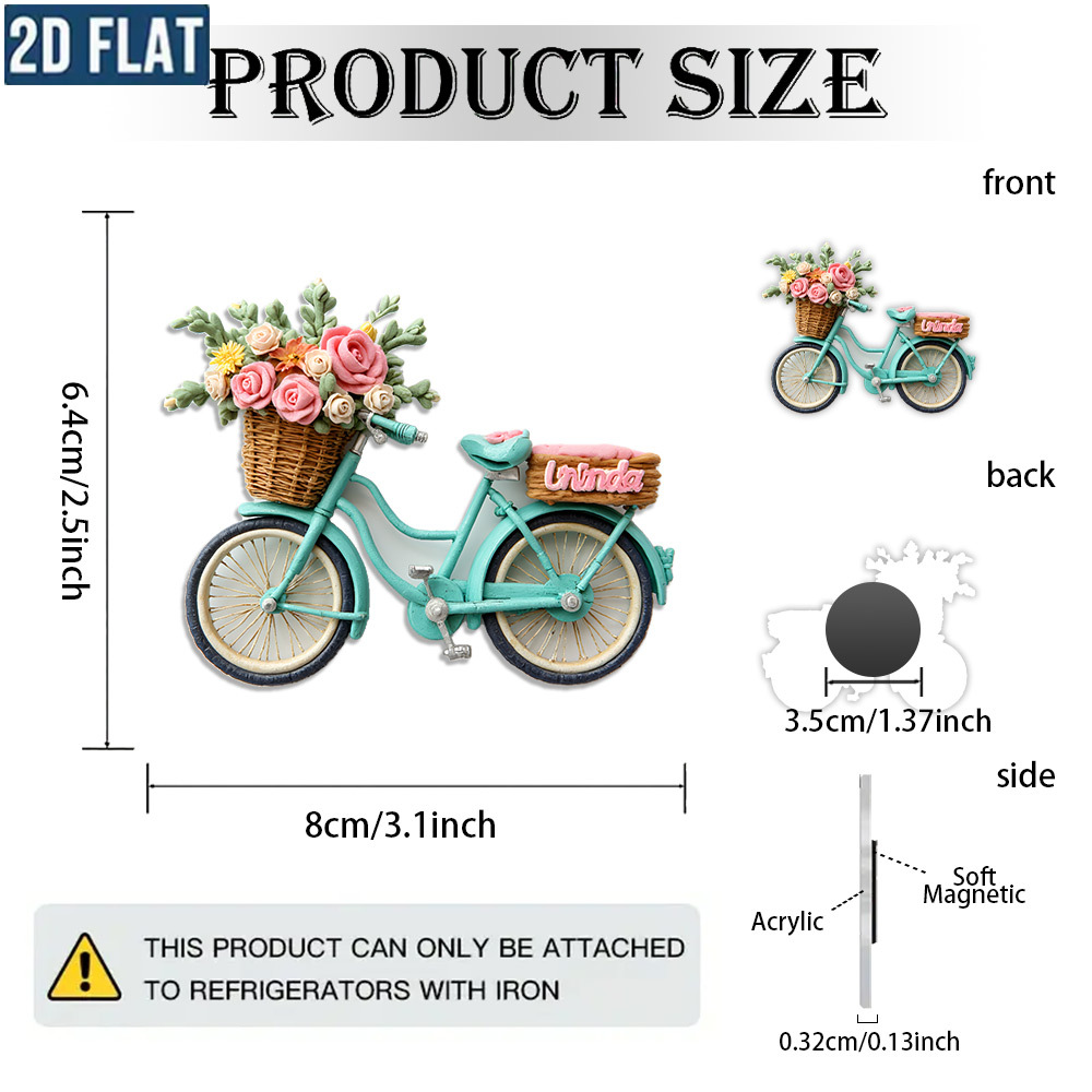 TEMU 1pc Egtlaj Vintage Bicycle Fridge Magnet Suitable For Kitchen & Office, Non-slip Acrylic Base With Retro Decor, Suitable For Refrigerator Door