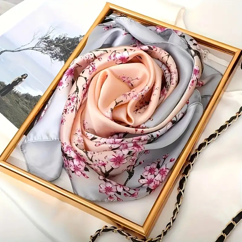 E-shop 1 Stück 100% Seide Damen Elegantes Tuch, Verfügbar in Verschiedenen Schönen Pflaumenblütenfarben. Chemische Reinigung oder Handwäsche Empfohlen.