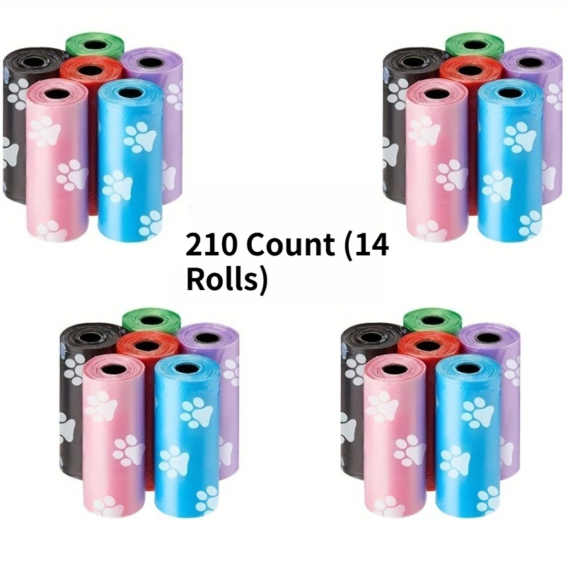 TEMU 210-count (14 Rolls) Dog Poop Bags, Leak-proof And Extra Thick Pet Waste Bags, Disposable Doggie Waste Bags For Small Puppies, Outdoor Walking,