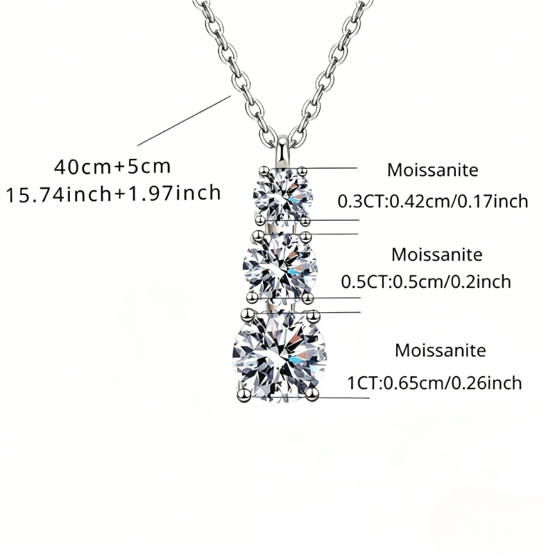 925 Sterling Silver 1.8-Carat Moissanite Silvery Style Necklace