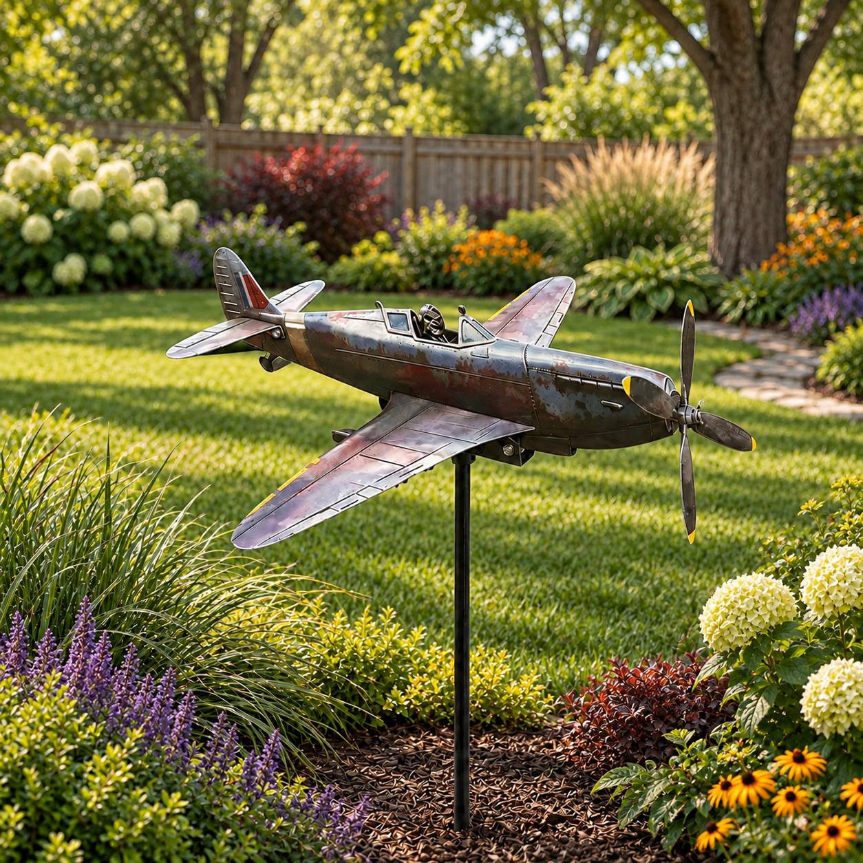 TEMU 2d Flat - 【2d Flat】 2d Flat - [2d Flat] 50th Anniversary , Vintage Airplane Metal Yard Decor, Outdoor Lawn Rotating Decoration, 1pc 2d Plane