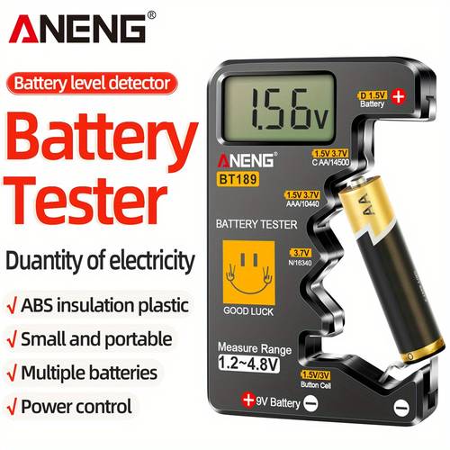 bt189 de batterie universel pour piles c, aa, aaa, d, n, 9v 6f22 batteries 1.5v 3v indicateur de pile bouton électrique pile