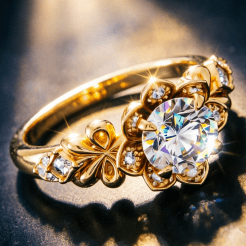 Women's Elegant Nature-Inspired Copper Engagement Ring