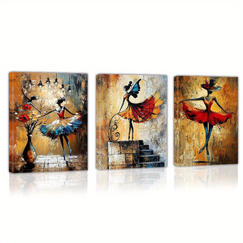 

Couple Dance 3pcs Canvas Wall Art Set - Living Room, Bedroom, Or Dining Decor