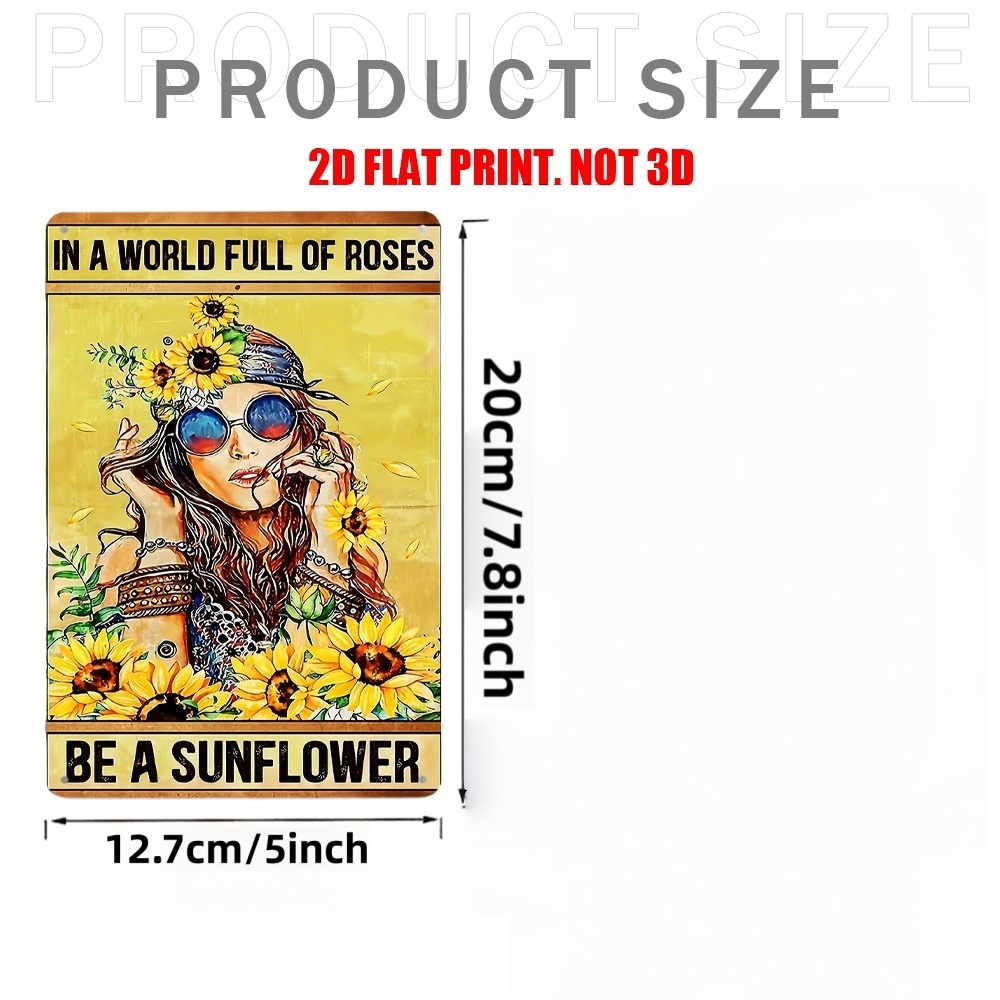 TEMU Retro Wooden Sign Wall Art - Hippie Style "be A Sunflower" Inspirational Quote, Home, Garden, Terrace Decor, No Electricity Needed, Floral Theme