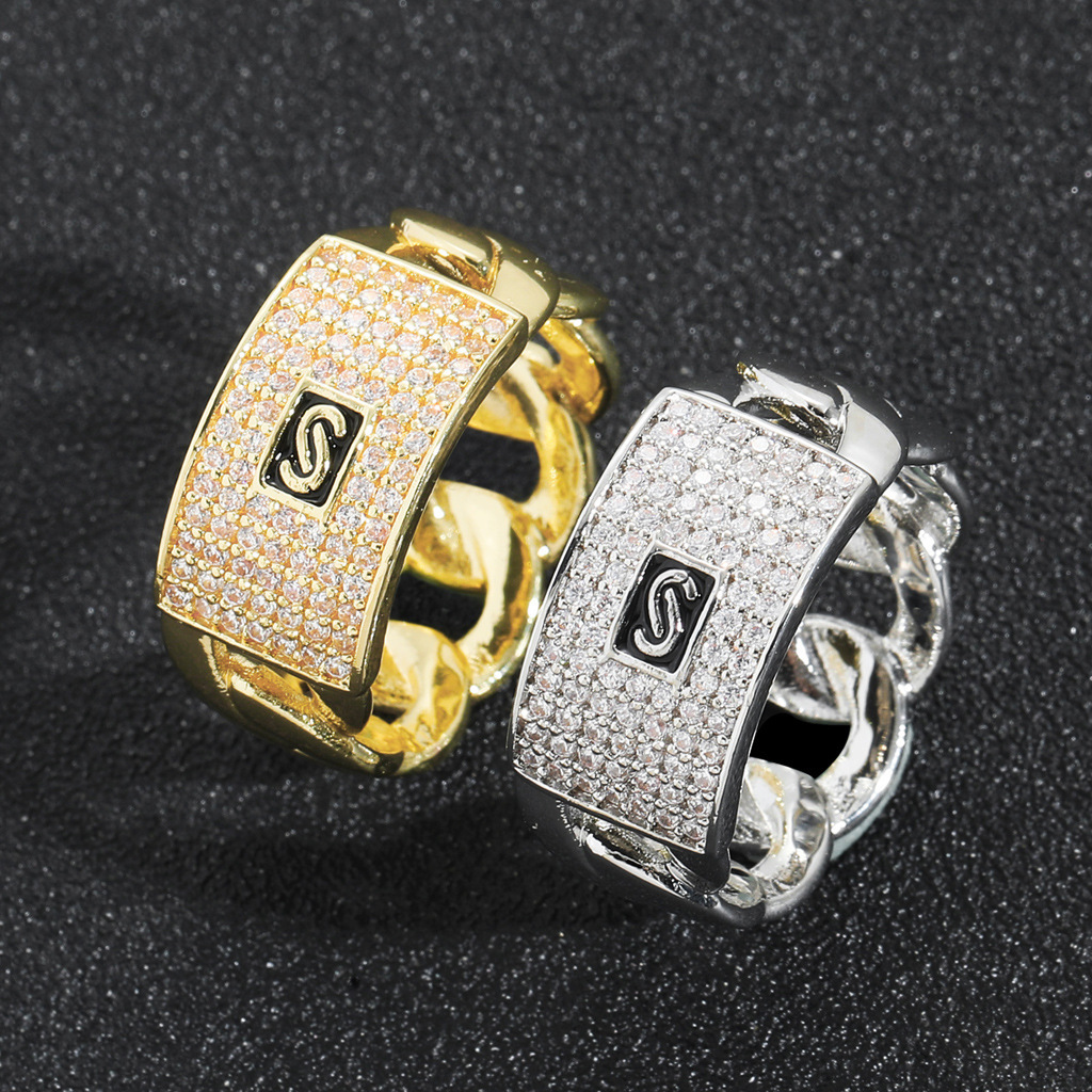 925 Silver Hip-Hop Geometric Moissanite Ring, Fashionable