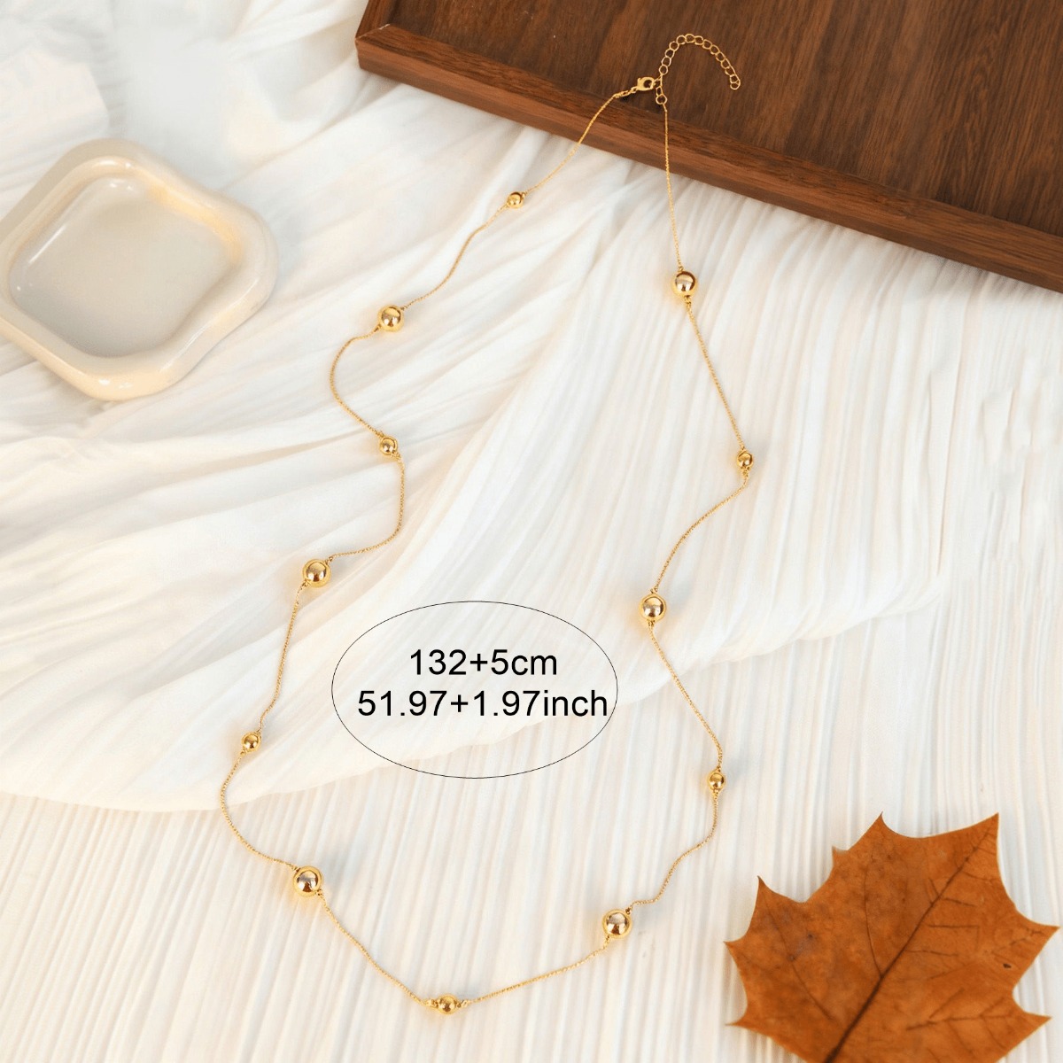 Women's Layered Necklace with Large & Small Round Beads