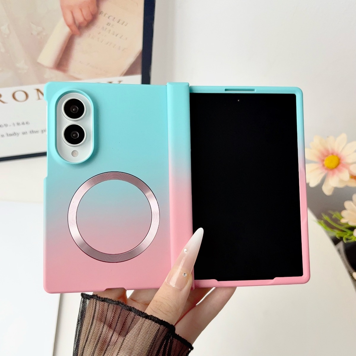 TEMU Phone Case - Multicolor Gradient Hard Case, Compatible With Galaxy Z Fold 8 Ultra/fold 8/fold 7/fold 6/fold 5/fold 4/fold 3, Supports Wireless