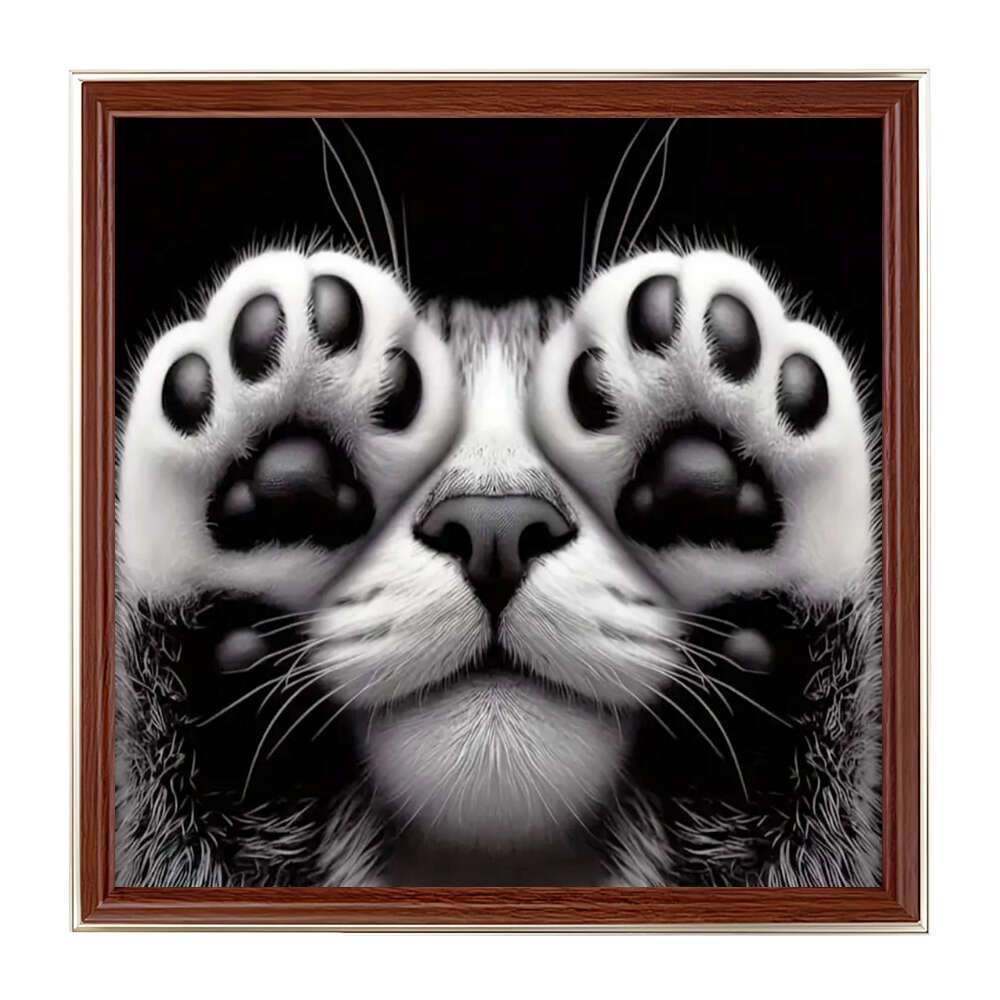 

1pc Diamond Art Animal Paw Diy Set For Adults, Cartoon Claw Diamond Mosaic, Ideal For Beginners, Wall Decor For Living Room