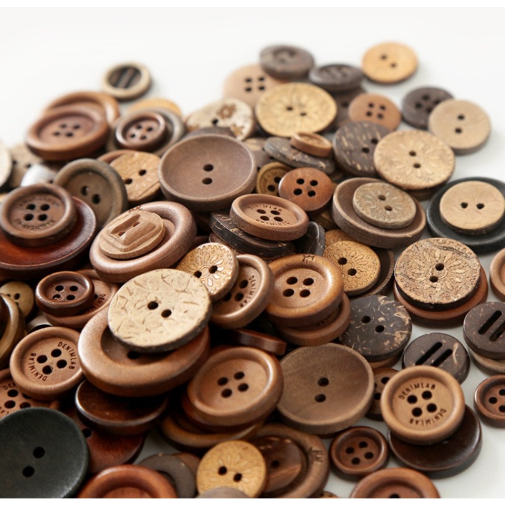 TEMU 70 pièces Boutons à œillets à faire soi-même, boutons en bois de couleur bois naturel, boutons décoratifs vintage pour fournitures de couture