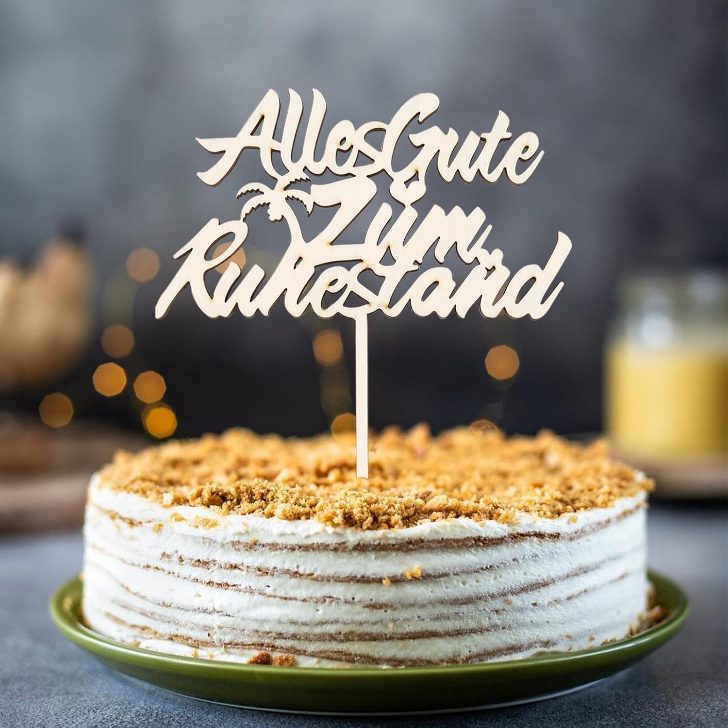 Image of Alles Gute Zum Ruhestand Cake Topper Holz, Tortendeko Ruhestand, Rente Deko Kuchen, Ruhestanddeko Torte, Rentner Cake Topper, Rentner Tortenstecker Happy Retirement Party Dekoration