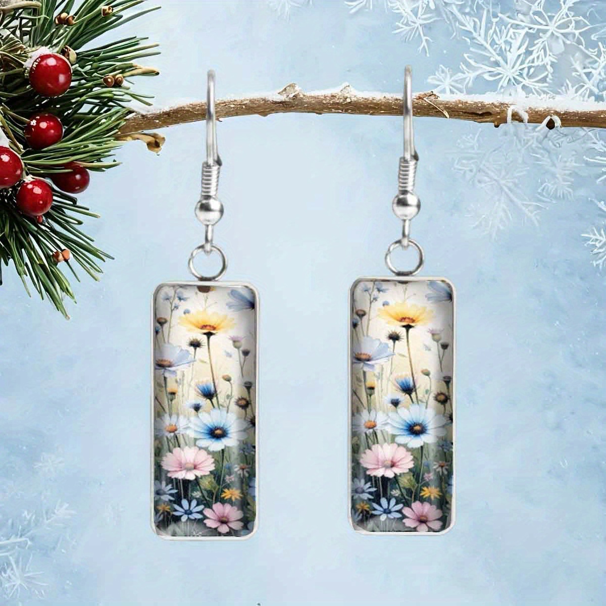 TEMU A Pair Of Exquisite And Fresh Wild Chrysanthemum Earrings, Hypoallergenic, Handcrafted Jewelry, Perfect For Valentine's Day, Christmas,