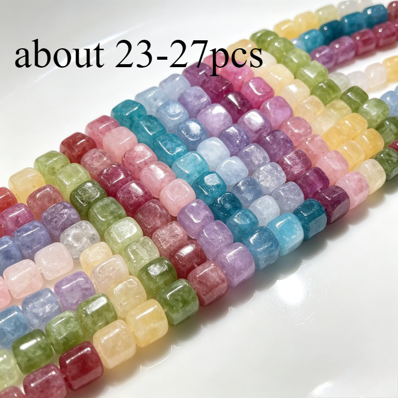 TEMU Perles carrées naturelles en cube, perles mélangées en vrac pour fournitures de bijoux, composants pour bracelet, collier, boucle d'oreille,