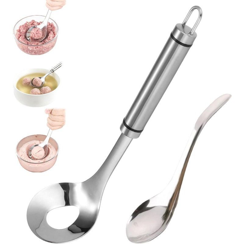 TEMU 2027 New Stainless Steel Meatball Maker Spoon, 1 Set Manual Meatball Making Tool For Home Kitchen, For Meat Balls, Vegetable Balls, Shrimp Balls