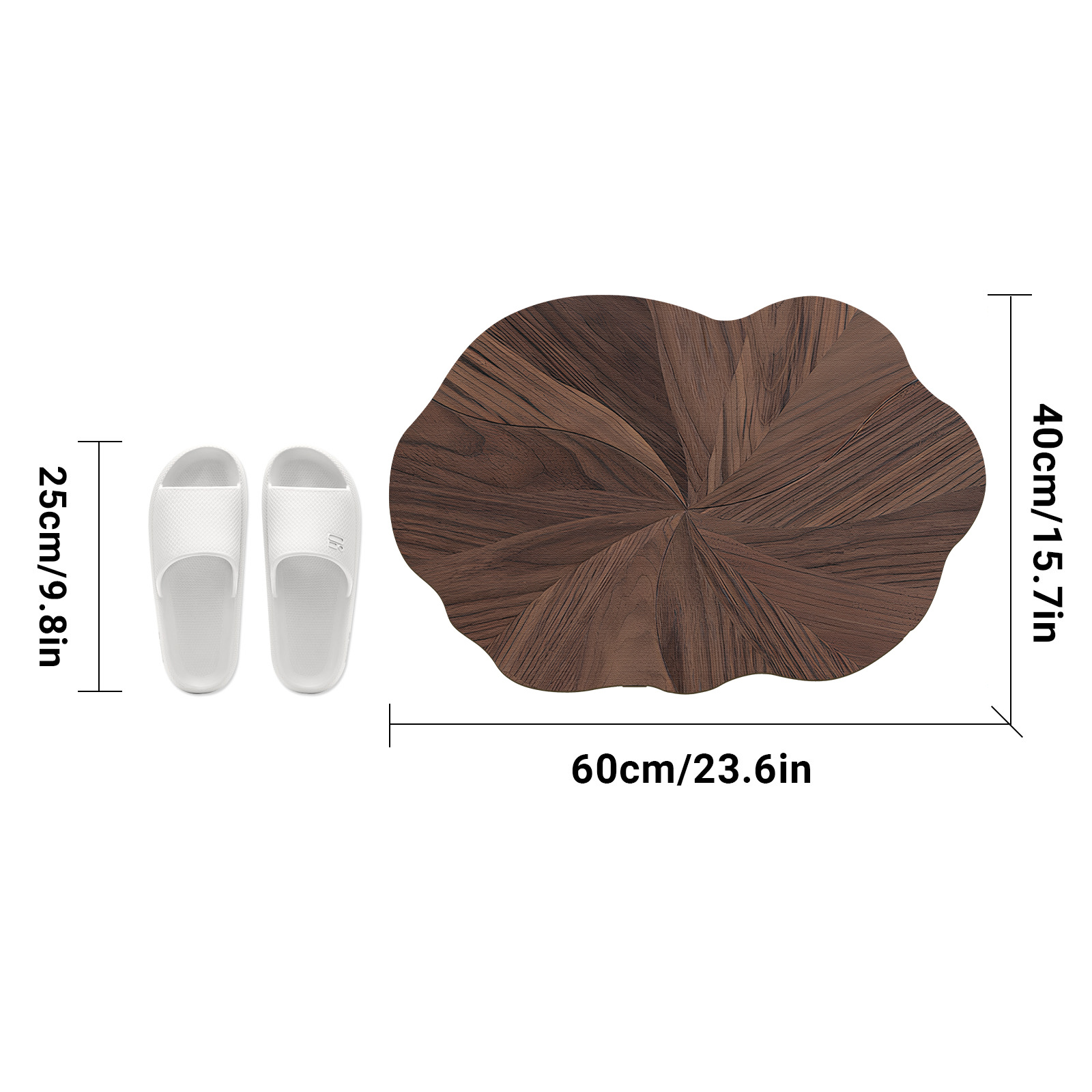 TEMU 1pc Irregular Wood Grain Pattern Bathroom Mat, Super Anti Slip Rubber Bottom Bathroom Mat, Soft Absorbent Quick Drying Floor Mat, Carpet Shower