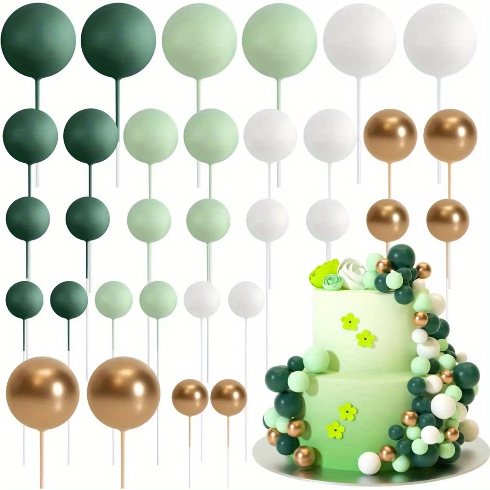 TEMU 32 Adet Top Pasta Süsü Dekorasyonları Mini Balonlar Pasta Süs Çubukları Köpük Toplar Pasta Çubukları Pasta Süs Topları Pasta Dekorasyonları