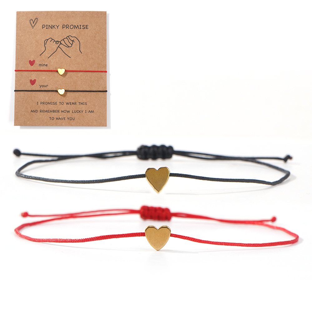 TEMU A Two-piece Set Of Women's Woven Bracelets Featuring A Bohemian Style, Easy And Versatile With A Unique Heart-shaped Design. Handmade And