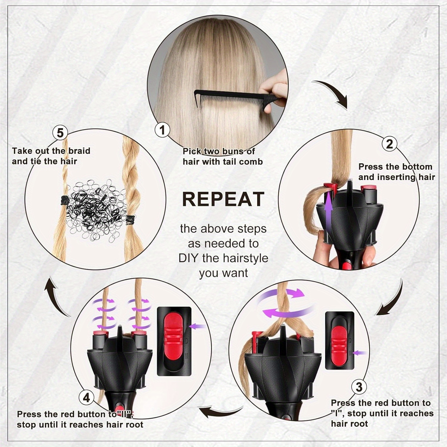 Outil de Tressage de Cheveux à Torsion Rapide Électronique - Machine à Tresser Automatique