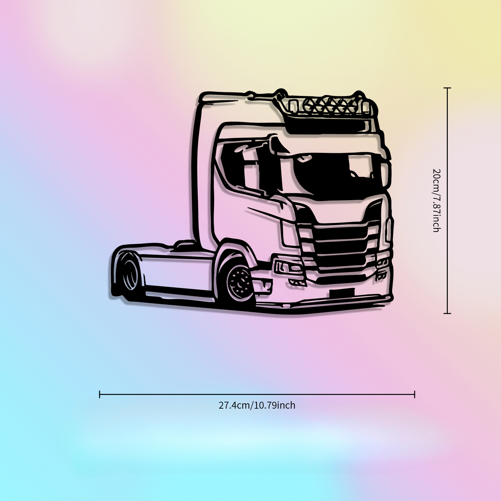 TEMU 2d Flat - [2d Flat] 1pc 2d Flat Truck Acrylic Wall Decor, Dynamic Truck Sculpture Mural, Ideal Gift For New Year, Father's Day, For Truck Decor