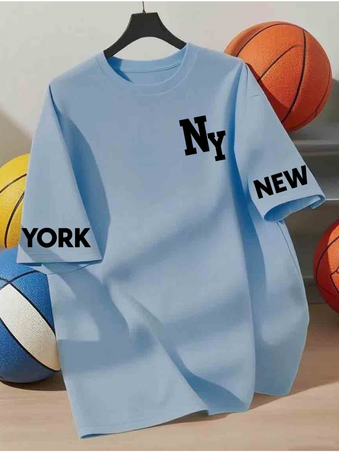 품목 사진 남아 티셔츠 ny 레터 맨하탄 트렌디 스타일 웨어, 간편하고 독특함, 100% 폴리에스터 섬유 편안한 캐주얼 라운드넥 레터 반팔 티셔츠, 남아 및 십 대에게 적합한 간편한 개성 탑, 캐주얼, 야외 스포츠, 외출