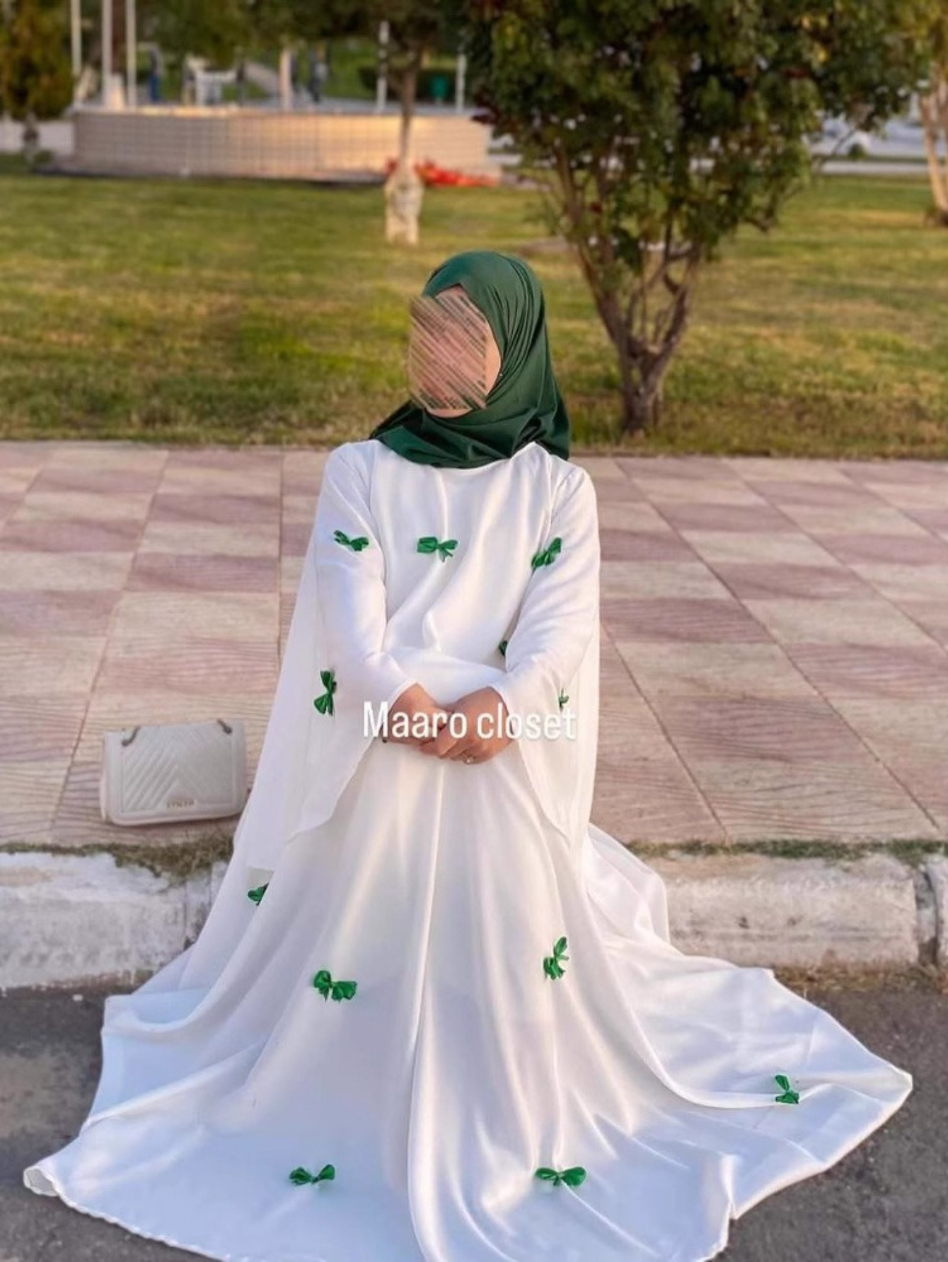 white christmas dresses Umra White Abaya with Hijab Modest Elegance Dress main image 0
