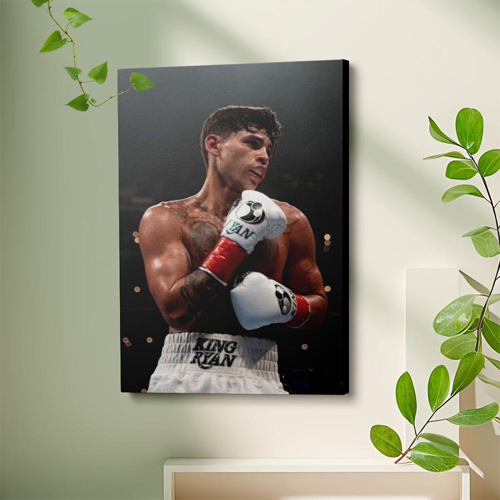 TEMU 2d Flat, Ryan Framed Canvas - Boxing Portrait Wall With Wrap-around Frame, Sports Decor Suitable For Gym, Office, Game Room, Boxing Room