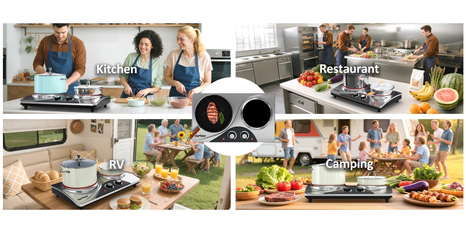 1800W Dual Burner Portable Electric Ceramic Stove: Knob Control, Indicator Light, Compatible with All Cookware, Ideal for Multiple Cooking Scenarios, Silver Electric Cooktop, Portable Stove, Countertop Burners, Silver