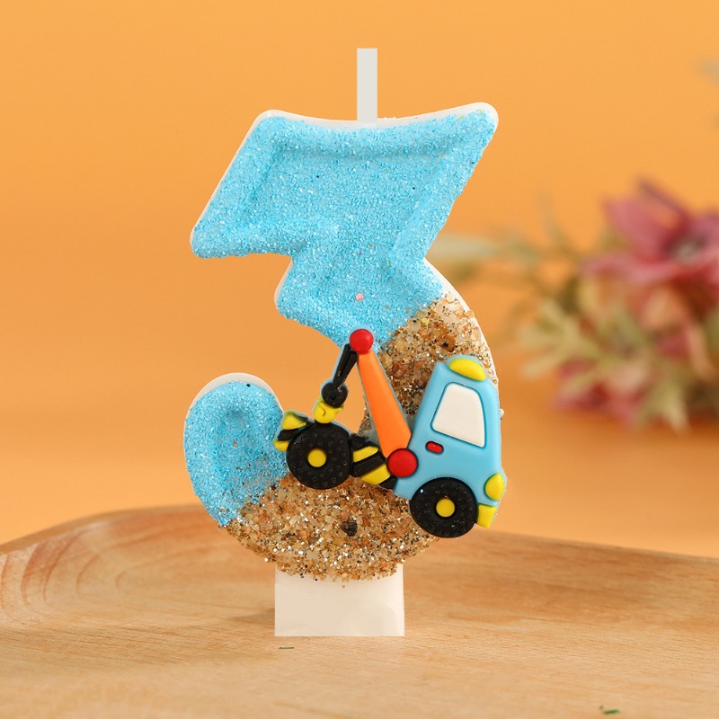 Party And Festival Cake Candles, Colorful Excavator-shaped Candles, Number Candles, Anniversary Celebration, Birthday Atmosphere Decoration, Candle Ornaments