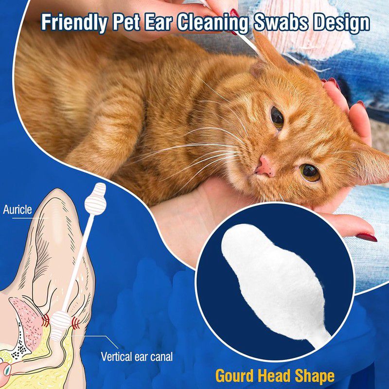 Pet Swabs, 110pcs for Cleaning The Ears of Dogs And Cats, a Safe Tool for Ear Hygiene, Specially Crafted Sticks for Pet Ear Maintenance