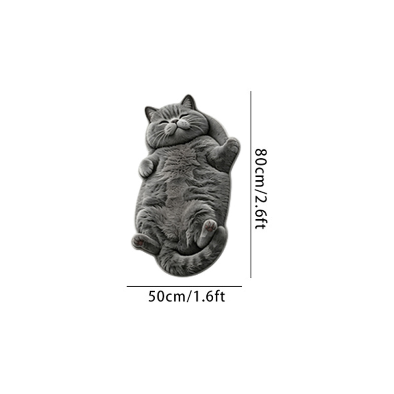TEMU Velvet Pointed Base Cute Lazy Gray Cat Shaped Irregular Carpet Fashionable Individual Home Decoration Living Room Carpet Bedroom Bedside Carpet