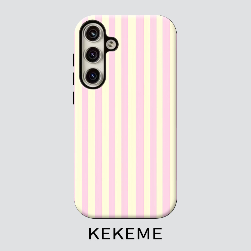 TEMU Phone Case - Kekeme Pink And Yellow Vertical Stripe Film 2-in-1 Suitable For Galaxy S26 S25 S24 S23 S22 S21 S21  S21 Fe Edge S20 A15 A16 A17 A23
