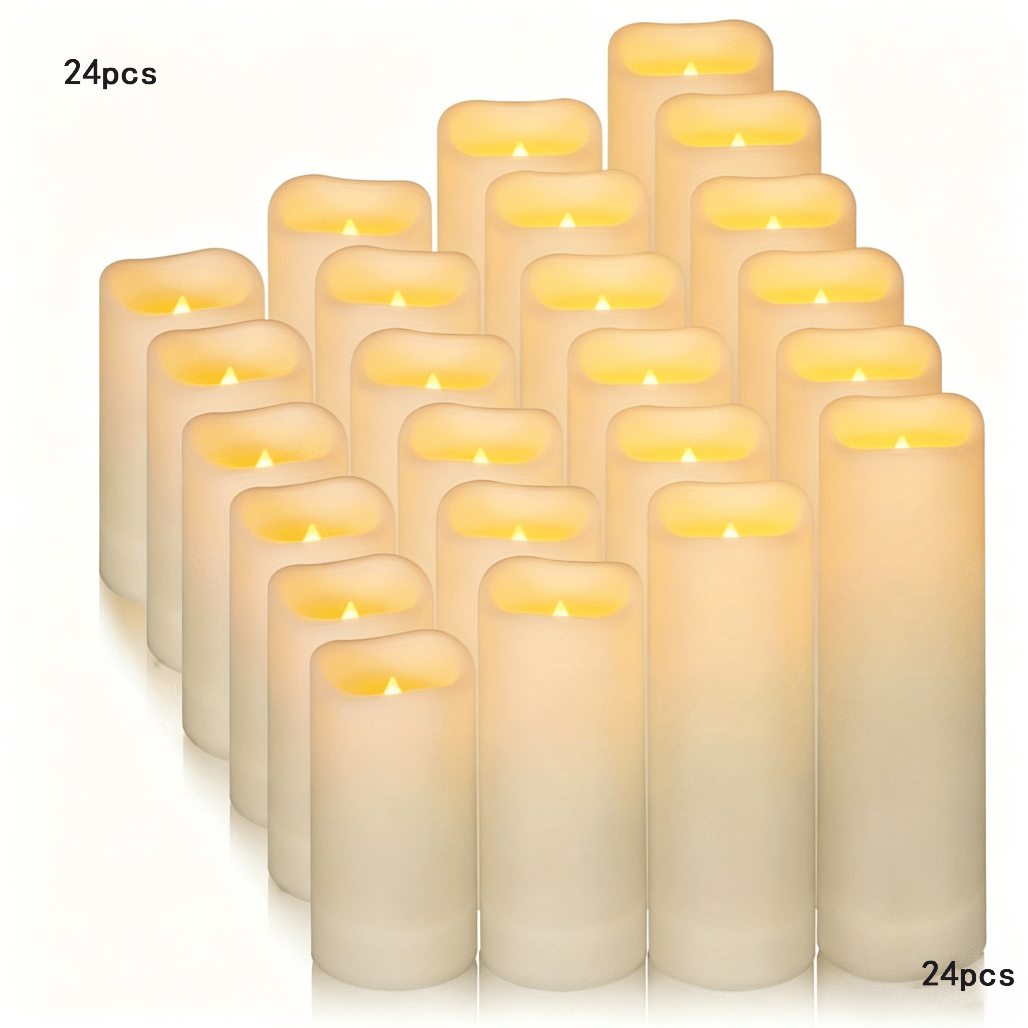 flameless flickering led candles 24 ivory battery powered led pillar candles suitable for wedding   decorations christmas home and outdoor decorations gifts holiday decorations   a festive atmosphere    